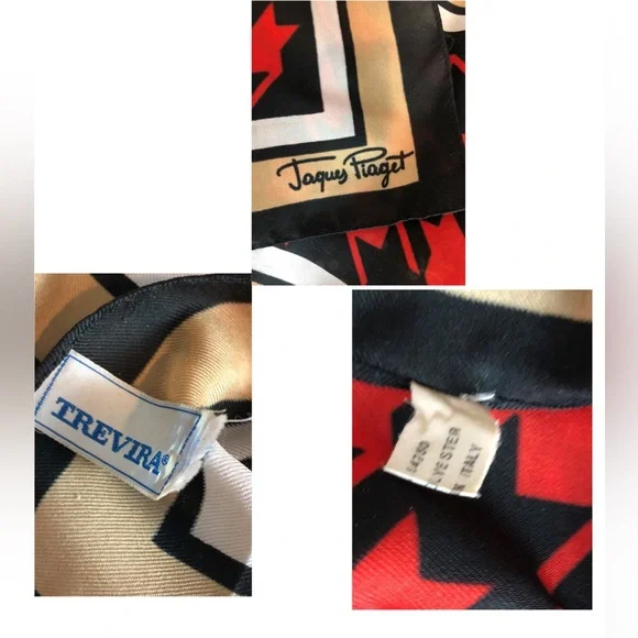 VTG Square Scarf by Jacques Piaget 27"x27" Houndstooth Design - Picture 12 of 16